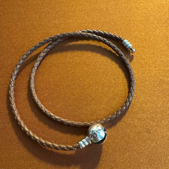 Pandora Braided Leather Wrap Bracelet Round Clasp Brown 13.5 Inches Approx - Picture 3 of 7